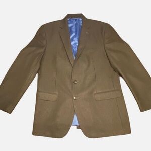 Chaps Mens 44L Brown / Espresso Houndstooth Blazer Sports Coat Jacket